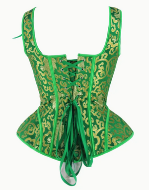 COSTUME RENTAL - G72 Green and Gold Corset Large