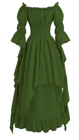 COSTUME RENTAL - A89 Renaissance Faire Green Gown MED 1 pc