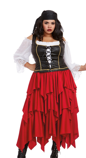 COSTUME RENTAL - G16C Ships Ahoy Pirate Girl 3 pc PLUS