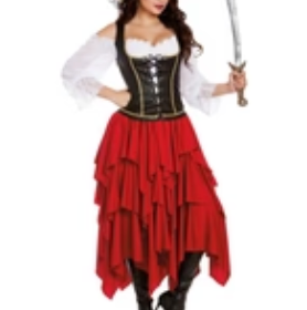 COSTUME RENTAL - G16B Ships Ahoy Pirate Girl 3 pc Small