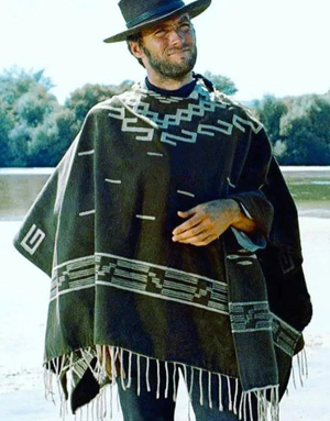 COSTUME RENTAL - C97 Clint Eastwood Western Poncho Black  One Size