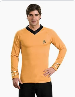 COSTUME RENTAL - D41c Star Trek Yellow Shirt Large  - NOT AVAILABLE OCT 29 - NOV 1