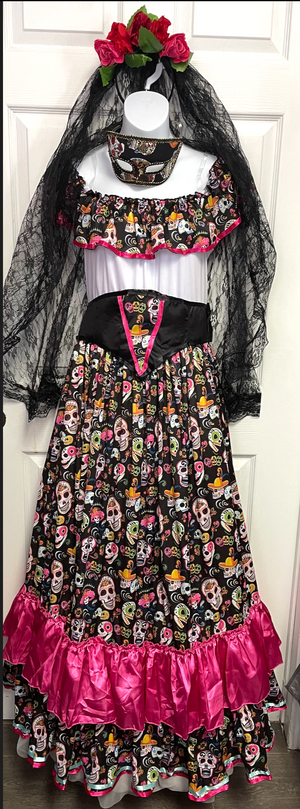 COSTUME RENTAL: I76 Day of the Dead Senorita 5pc Med/Large – Woodbridge Costume Rentals