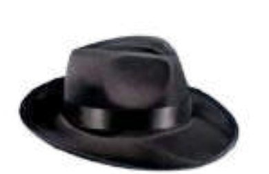 HAT:  Fedora/Gangster Hat, Black Satin