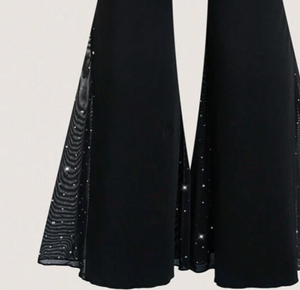 COSTUME RENTAL - X129 Shimmer Bellbottoms, Black Size 16