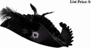 HAT: Tri Corner Fancy Pirate Hat -BLACK