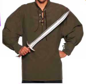 COSTUME RENTAL - A44C Renaissance Shirt GREEN LARGE