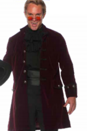 COSTUME RENTAL -B56 Venetian Count / Vampire Velour Coat with collar -L 2 pc