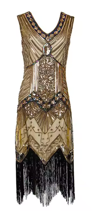 COSTUME RENTAL - J17A 1920's Flapper Black and Gold XL