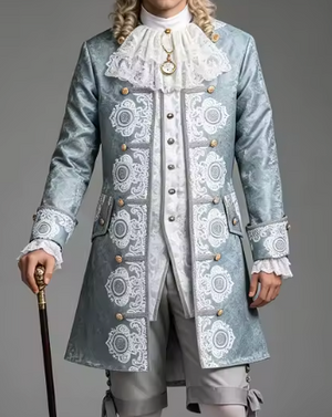 COSTUME RENTAL -B60 Victorian/Rococo/Baroque Court Suit Grey-4 pc Large