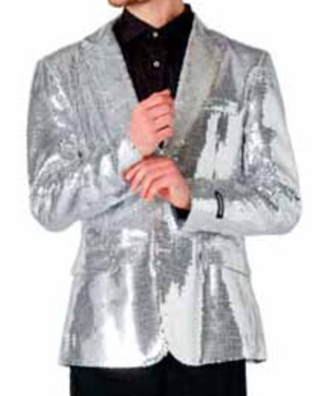 COSTUME RENTAL - X69B Disco Jacket Silver Sequin Med