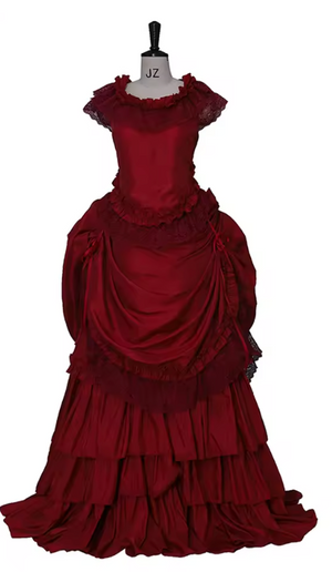 COSTUME RENTAL -B63 Victorian Burgundy Bustle Gown 2 pc Large