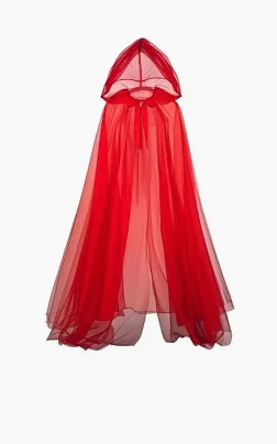 ACCESS: Cape,  Red Hooded Tulle with overlay