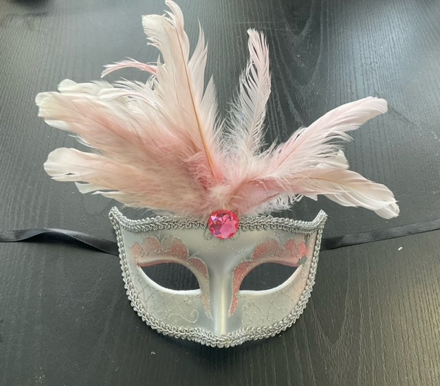 MASK: White and Pink Venetian Mask