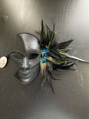 MASK:  Black opaque with peacock feather