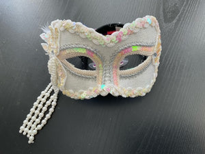 MASK: Sequin Venetian White mask