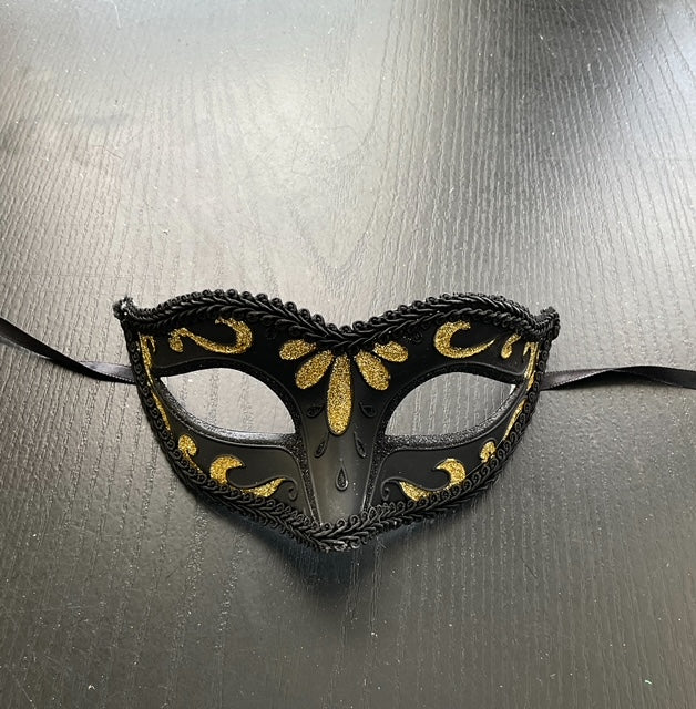 MASK: Tear Drop Black and Gold Mask