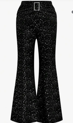 COSTUME RENTAL - X128 Shimmery Disco Pants, Black Size 14
