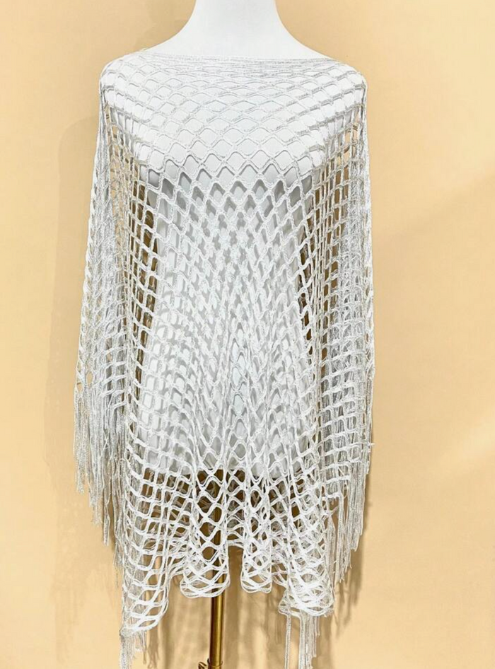 COSTUME RENTAL - X408 White Mesh Poncho