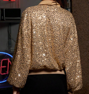 COSTUME RENTAL - X411 Gold Sequin Disco Bomber Jacket