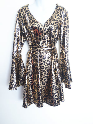 COSTUME RENTAL - X205 Leopard Disco Diva Dress Medium