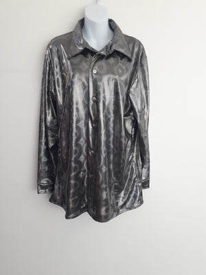 COSTUME RENTAL - X2 Disco Shirt, Silver Hologram Medium