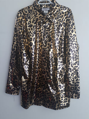 COSTUME RENTAL - X3 Disco Shirt, Gold Leopard
