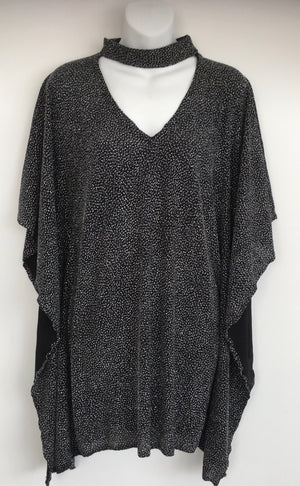COSTUME RENTAL - X252 1970's Silver and Black Glitter Blouse