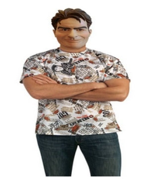 ADULT COSTUME: Charlie Sheen Mask and Shirt