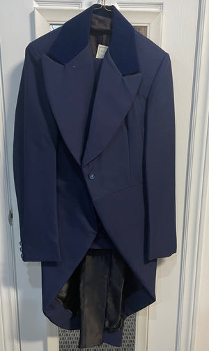 COSTUME RENTAL - C59 BLUE Dickens Tail Suit - Medium 3 pc