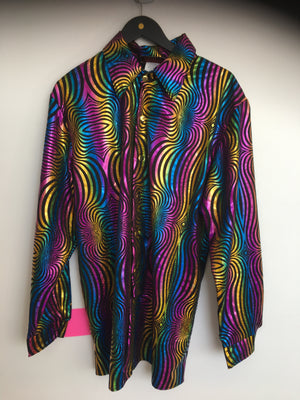 COSTUME RENTAL - X9B Disco Shirt, Rainbow Swirl