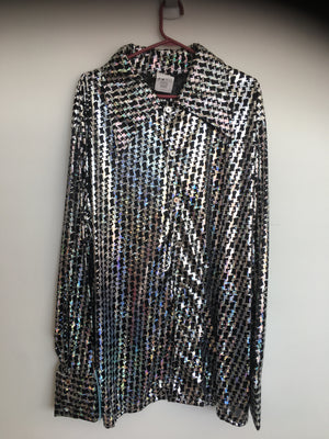 COSTUME RENTAL - X14 Disco Shirt, silver holographic