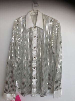 COSTUME RENTAL - X33 Disco Shirt, Sequin Light Silver