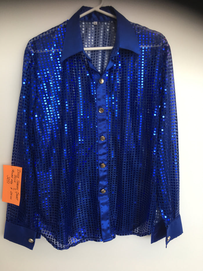 COSTUME RENTAL - X36 Disco Shirt, sequin blue Large