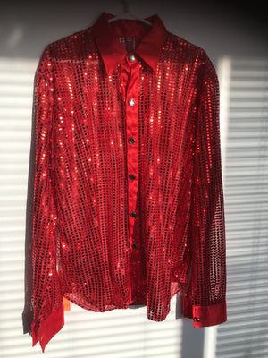 COSTUME RENTAL - X31 Disco Shirt, Sequin  Red XL