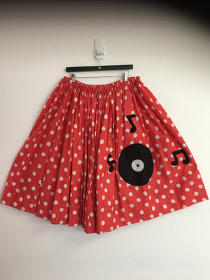 COSTUME RENTAL - J61   1950's Red Poodle Skirt  -Polka Dot