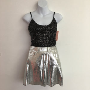 COSTUME RENTAL - X317 1960's Silver Mini Retro Skirt SML