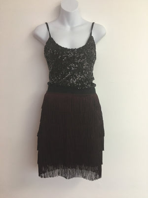 COSTUME RENTAL - X315 1960's Black Fringed Retro Skirt