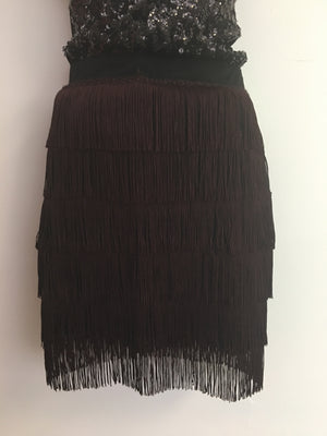 COSTUME RENTAL - X315 1960's Black Fringed Retro Skirt SML
