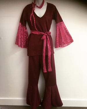 COSTUME RENTAL - X263 Magenta Disco Outfit MED 4 pcs