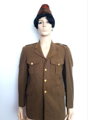 COSTUME RENTAL - O14 Green Canadian Artillery Jacket and hat 2 pcs