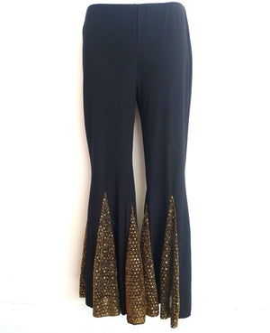 COSTUME RENTAL - X254 Disco Pants, Black and gold SML