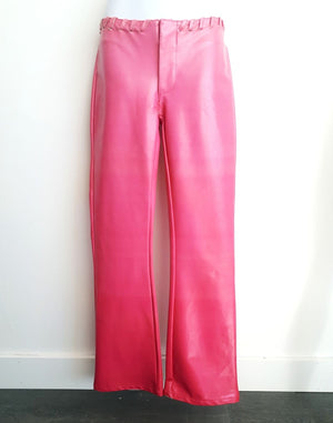 COSTUME RENTAL - X322 Disco pants, pink pleather size 7/8