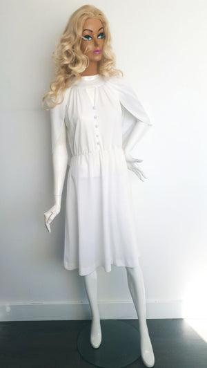 COSTUME RENTAL - X238 Disco Dress, white S/M 2 pcs
