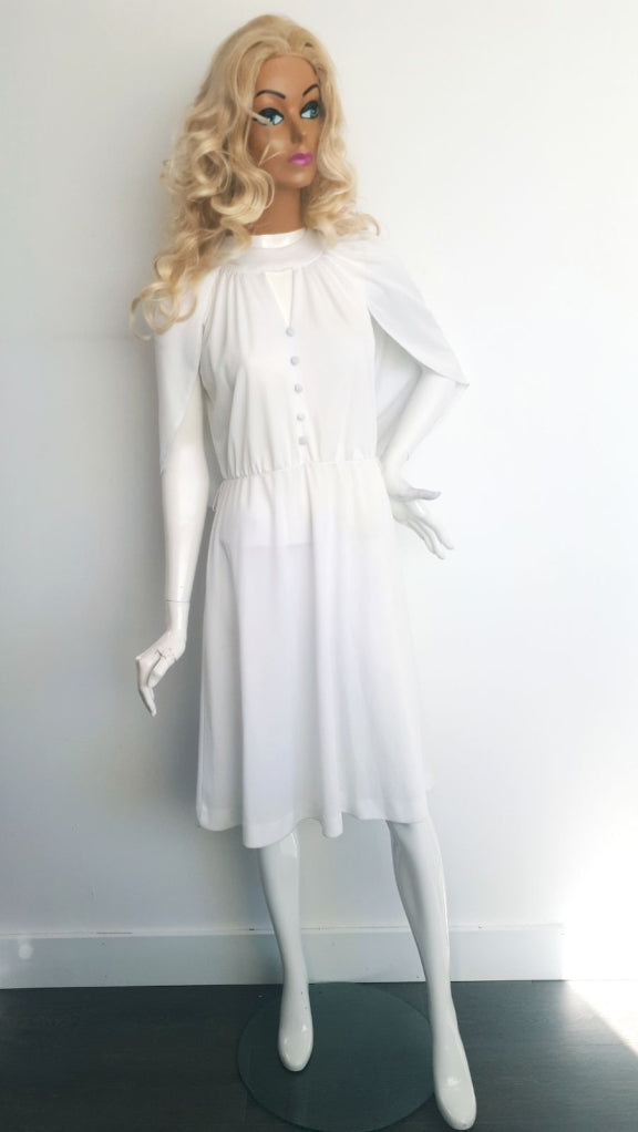 COSTUME RENTAL - X238 Disco Dress, white S/M 2 pcs
