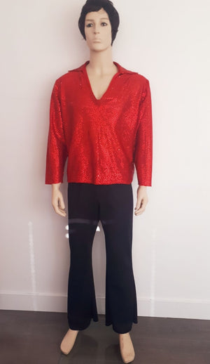 COSTUME RENTAL - X39A Disco Shirt, Sequin Red