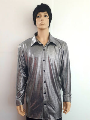 COSTUME RENTAL - X19A Disco Shirt, Silver Snake XL