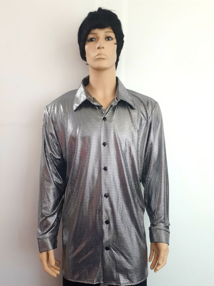 COSTUME RENTAL - X19A Disco Shirt, Silver Snake