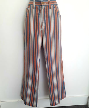 COSTUME RENTAL - X107 Pants, Blue and Orange Striped MED