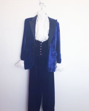 COSTUME RENTAL - X55 1960's Blue Velvet Suit MED 6 pcs